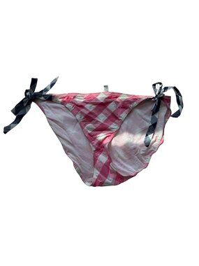 Aerie AE Pink Gingham Tie Side Bikini Bottom S Coquette Cottagecore